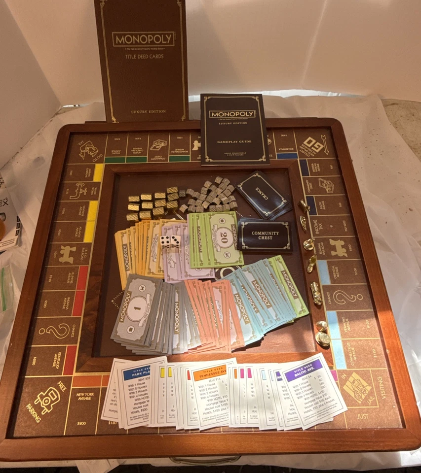 Burl Wood Monopoly Luxury Edition Wooden Board Game - Image 1 of 4