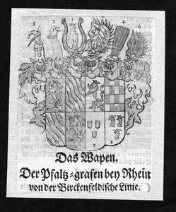 1750 - Palatinate Rhine Birkenfeld Line Coat of Arms Heraldry - Picture 1 of 1