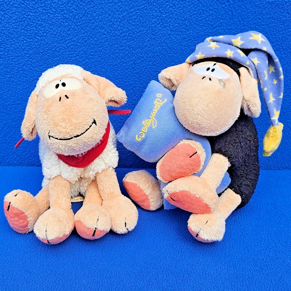 2 x SCHAF WOLLYWELL + VANILLIVI STOFFTIER DEPESCHE DIDDL 20 + 18 CM PLÜSCHTIER - Bild 1 von 2