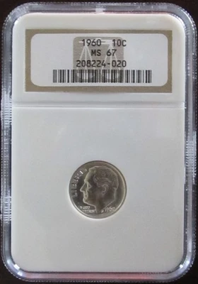 1960 Roosevelt Dime, NGC MS 67, Great Luster - Image 1 of 4