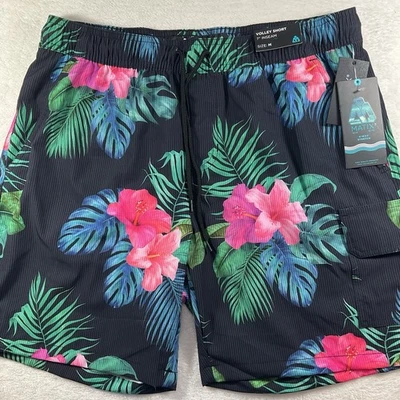 NWT MATIX Men’s Black Hawaiian Hibiscus Volley Short 7” Inseam Medium MTY04041S5 - Image 1 of 4