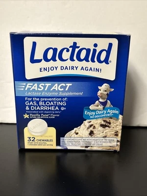 Lactaid Fast Act Lactase Enzyme Supplement Vanilla Twist 32 Chewables Exp 8/27 - Image 1 of 4