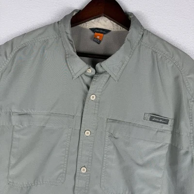 Eddie Bauer Sport Shop Shirt Mens XLT Short Sleeve Vented Zipper Chest Pockets - Image 1 of 4