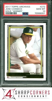 2017 TOPPS ARCHIVES GOLD "WINNER" #272 JOSE CANSECO POP 2 PSA 10 - Image 1 of 3
