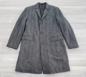 J. Crew Ludlow Gray Herringbone Quilted Lined Wool Overcoat Topcoat Men's 42R - Picture 1 of 21