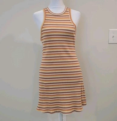 Vestido sin mangas Billabong para mujer S a rayas acanalado elástico playa boho Foto 1 de 4