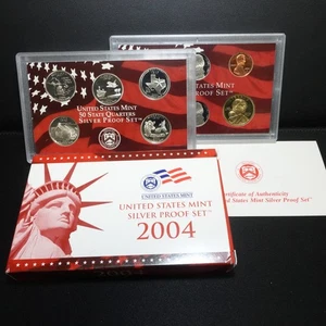 2004 U.S Mint 50 State Quarters Silver Proof Set BOX & COA - Picture 1 of 5
