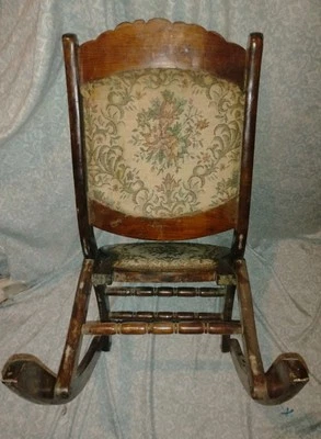 Antique Albert Locke & Sons  Folding Chair Walnut Vaill Tapestry Victorian  - Image 1 of 2