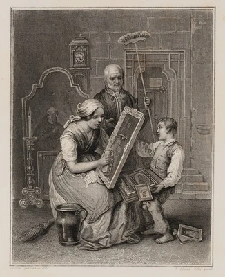 ZASTERA (*1818) nach RITTER (*1808), Das durchlöcherte Bild. Restaurierungsversu - Bild 1 von 4