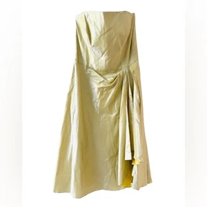 Vintage 80’s Lazaro Satin Taffeta Midi Dress Light Sage Green Strapless Size 12 - Picture 1 of 9
