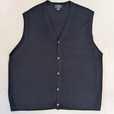 Chaleco Suéter Brooks Brothers 346 Para Hombres XL Lana Merino Fina Abotonada Italia Azul Marino Foto 1 de 4