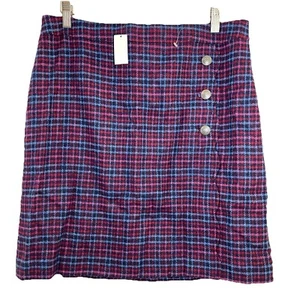 New Talbots Pencil Skirt Size 12 P Plaid Lined Side Zip Wool Blend Scalloped - Picture 1 of 11