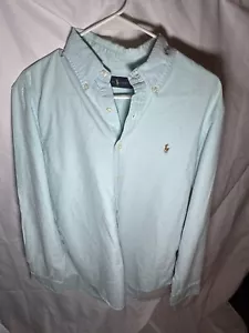 Camicia uomo Ralph Lauren verde chiaro con bottoni cotone logo pony - Foto 1 di 6