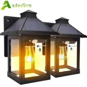 2x Solar LED Wand-Laterne Gartenlaterne Retro Gartenleuchte Solarleuchte außen - Bild 1 von 16