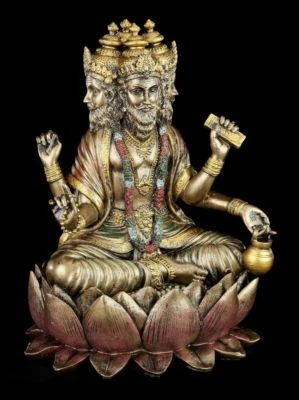 MARKENLOS Figura de dioses hindúes - Brahma - Sentado en flor de loto - Estatua de Buda