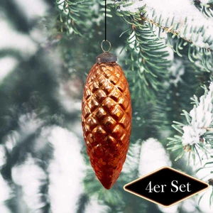 Christbaumkugeln in Zapfen-Form, Kupferfarbend, XL, Weihnachten, 4er Set - Bild 1 von 4