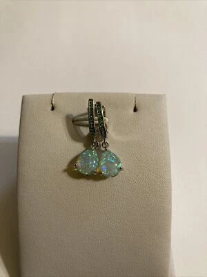 Pendientes colgantes de lágrima de esmeralda de ópalo de fuego verde  Foto 1 de 4