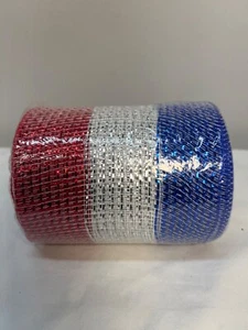 Celebrate It Red White & Blue Mesh Ribbon 5.5" X 56 Ft Patriotic Decorative Craf - Picture 1 of 3