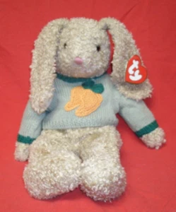 TY Curly Bunny Rabbit 1991 Carrot Sweater New - Picture 1 of 4