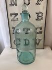 Large Vintage Pharmacy Apothecary Bluish Clear Glass Bottle (Marked "B")