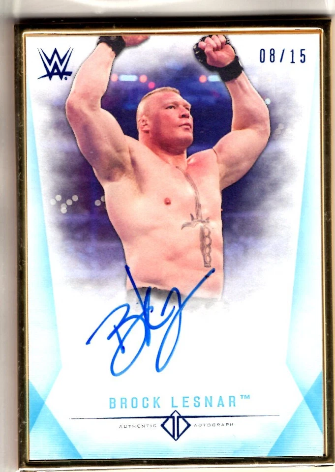 2019 Topps WWE Transcendent Auto BROCK LESNAR Gold Framed AUTOGRAPH 8/15 Blue SP - Image 1 of 1