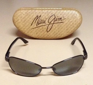 Gafas de sol MAUI JIM MJ-121-06 - Marco de metal brillante/lentes/estuche gris polarizado - Imagen 1 de 7