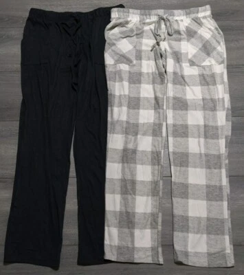 Pijama Lucky Brand adulto pequeño 2 pares negro y búfalo a cuadros pantalón de salón para mujer Foto 1 de 4