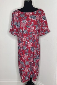 Karen Scott Plus Cotton Blend Red Printed Knit Dress Red Sz 2X $54.50 - Picture 1 of 8