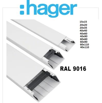 2 Meter LF Kabelkanal aus PVC Hager TEHALIT verkehrsweiß RAL 9016 Größe wählbar