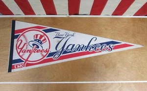 Vintage 1970s New York Yankees Baseball Wool Felt Pennant 30" MLB Early Logo - Picture 1 of 6