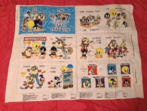 Anuario de clase Looney Tunes Lovables tela de costura rara algodón libro suave niño - Imagen 1 de 2