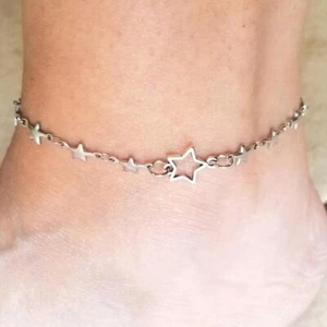 Pulsera tobillera estrella, tobillera estrella, tobillera estrella plata, joyería estrella, celestial - Imagen 1 de 5