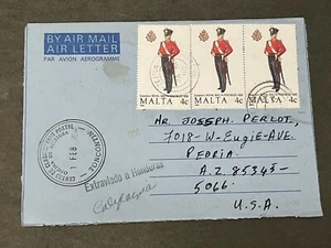 ZEJTUN MALTA AIR LETTER TO USA + MISSENT TO TONCONTIN HONDURAS ! AUXILIARY H/S ! - Picture 1 of 4