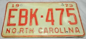 Vintage 1973 North Carolina License Plate, EBK-475 - Picture 1 of 4