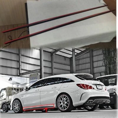 Black + RED For Mercedes BENZ W117 C117 Sport Shooting Brake Side Skirt Cover Foto 1 de 4