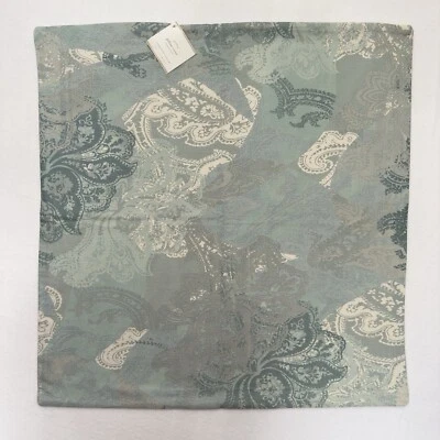 Pottery Barn Willow Paisley Pillow Cover 24" Square Linen/Cotton Blue Gray NWT - Image 1 of 4