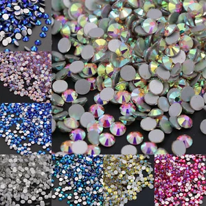 Crystal Clear No hotfix Flatback Rhinestones Glass Stone 3d Nail Art Decorations - Picture 1 of 37
