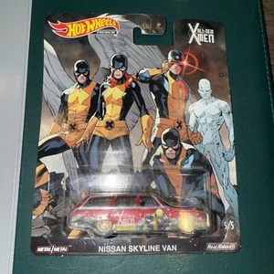 2019 Hot Wheels Premium X-Men NISSAN SKYLINE VAN Red w/Real Riders Tan 4 Spokes - Picture 1 of 6