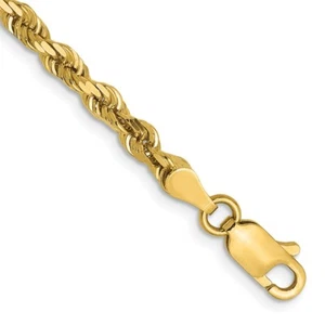 8" 14K Yellow Gold 3.5mm Diamond-Cut Lightweight Rope Chain Bracelet - Picture 1 of 5