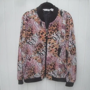 Drapers & Damons Jacket Women Petite XL's Bomber Animal Print - Picture 1 of 5