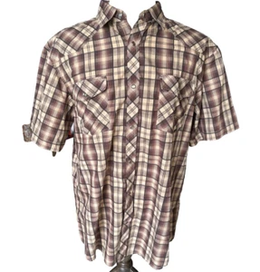 Coastal Mens Brown Plaid Pearl Snap Western Short Sleeve Shirt Size XXL - Picture 1 of 7