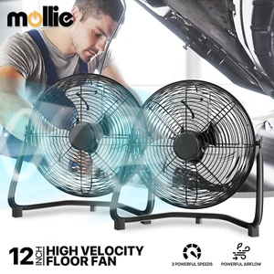 2 Pcs 12" High Velocity 3 Speeds Floor Fan Outdoor Portable Adjustable Tilt Fan - Picture 1 of 14
