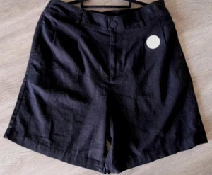Womens Linen Blend Bermuda Shorts Black Sz 12 NEW W/tags RRP $18 Tracked Postage - Picture 1 of 9
