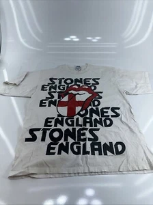 Camiseta The Rolling Stones Para Hombre De Colección 2003 Gira Europea Blanca Descolorida Dañada - Imagen 1 de 13