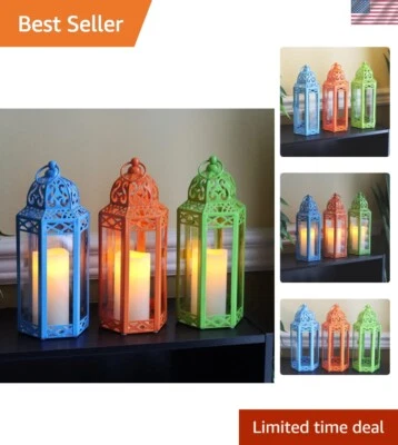 Elegante paquete de 3 linternas marroquíes - candelabros interiores/exteriores, compatibles con LED Foto 1 de 4