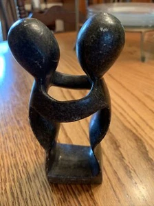 VTG ZIMBABWE SOUTHERN AFRICA "LOVER'S EMBRACE" SHONA MARBLE-STONE 6" HI FIGURINE - Picture 1 of 6