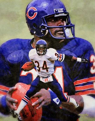 Walter Payton 芝加哥熊队足球跑步艺术印刷品 1WC2 8x10s-40x50 英寸 — 第 1/4 张图片