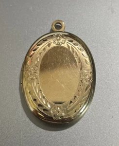 Colgante medallón foto doble ovalado tono dorado de colección - Imagen 1 de 8
