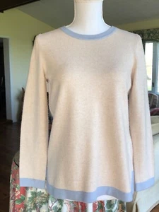 Sail To Sable Wool & Cashmere Tipped Sweater Cream/Blue  Small - Picture 1 of 8