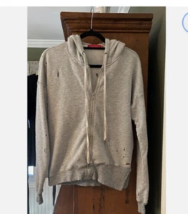 Full Zip by N. Philanthropy Kapuzensweatshirt grau distressed Medium gebraucht, in einwandfreiem Zustand - Bild 1 von 10